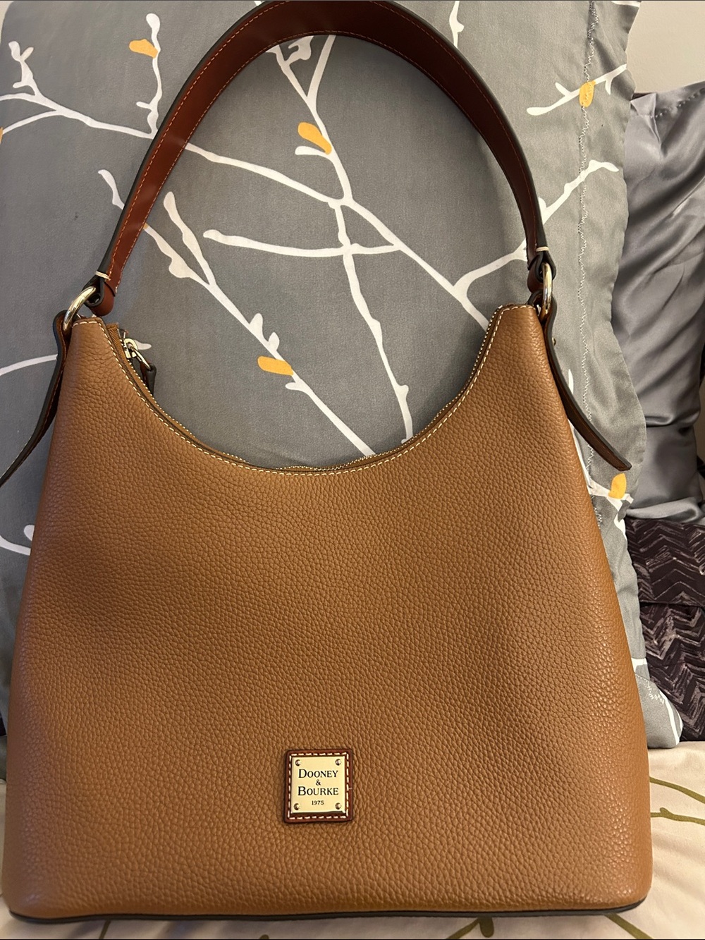 Dooney & Bourke Brown Pebbled Leather Shoulder Hobo